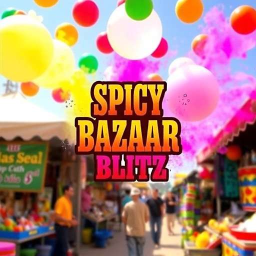 Spicy Bazaar Blitz Holi special edition with colorful market and water balloons